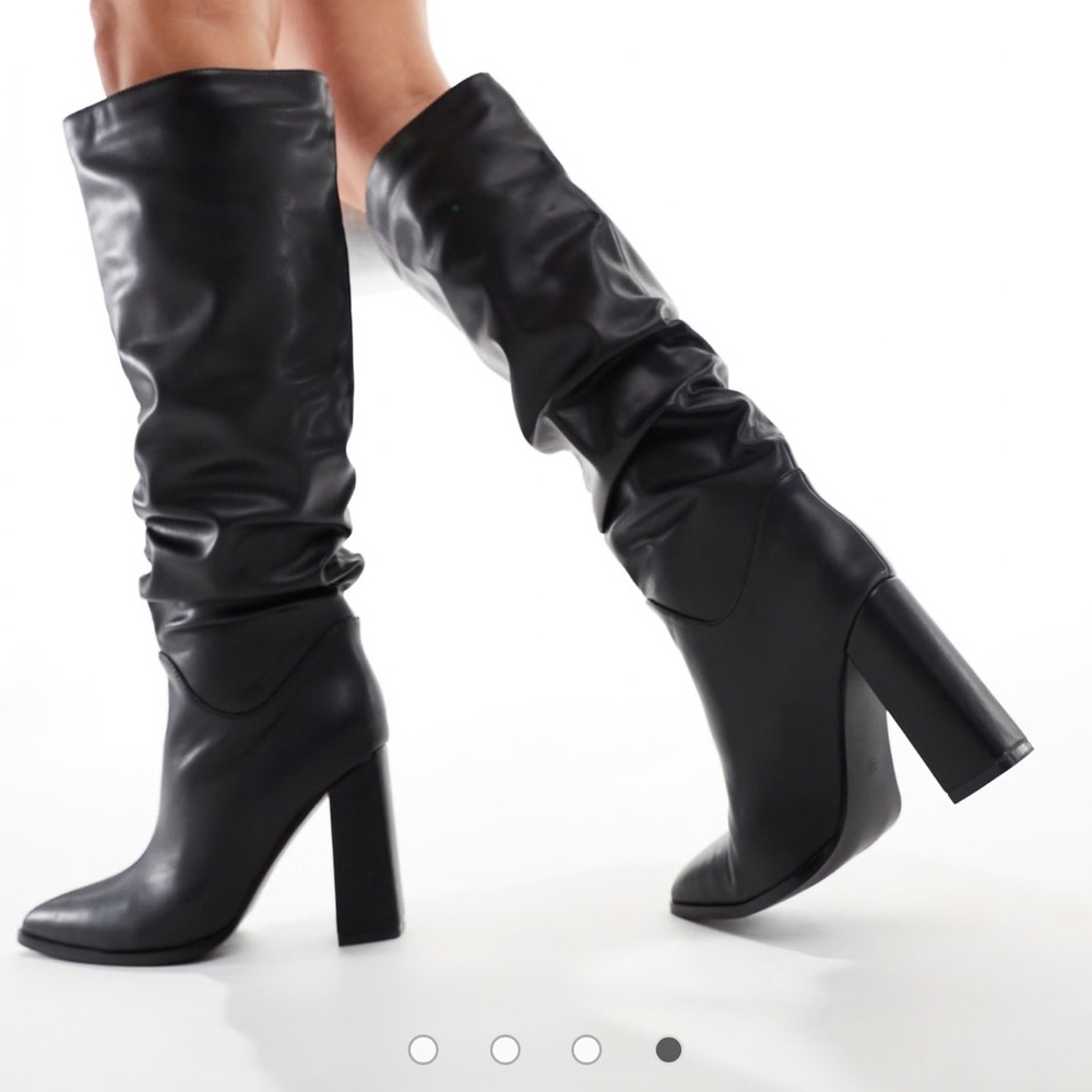 Simmi London Wide Fit Jacques Ruched Knee Boot in Black